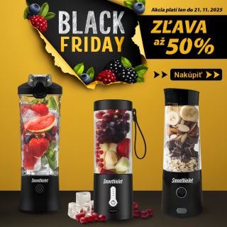 💥 BLACK FRIDAY JE TU! Najpredávanejšie prenosné mixéry SmoothieJet teraz vo veľkých zľavách! 🔥 Zľavy až 50 % na všetky...